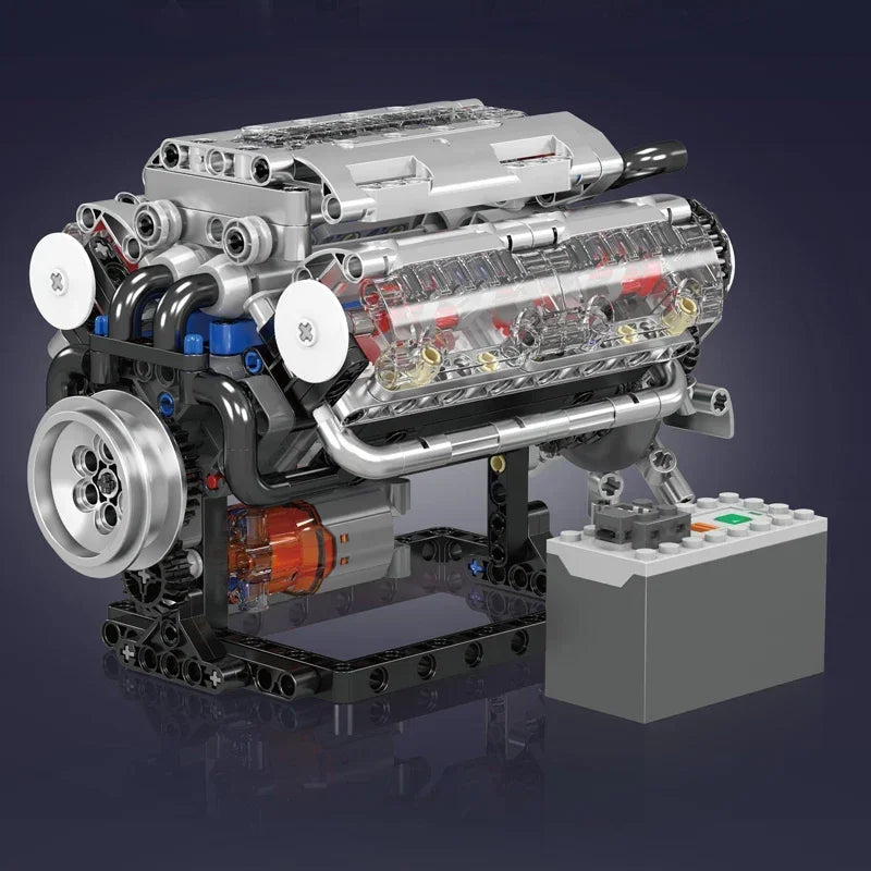 Mould King 10088 Motorized V8 Engine Model-Technical Building Kit with Electric Drive Realistic Pistons for Adults/KidsToys Gift