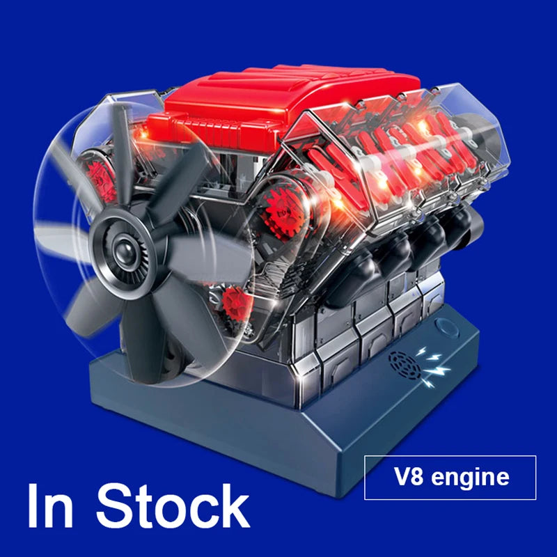 100+ Parts DIY V8 Engine Model KIT Assembled Four Cylinder Engine Model High-tech Educational Experiment Toy Gift