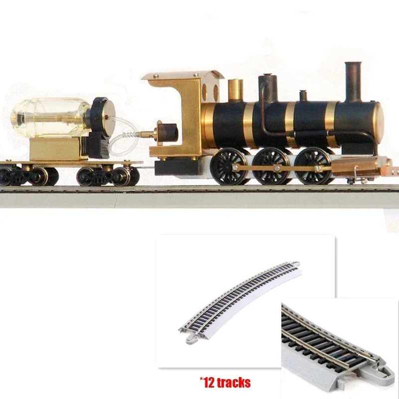 Steam Train Model Movable Simulation Retro Metal Brass Precision HO Scale DIY Finished Train Toy