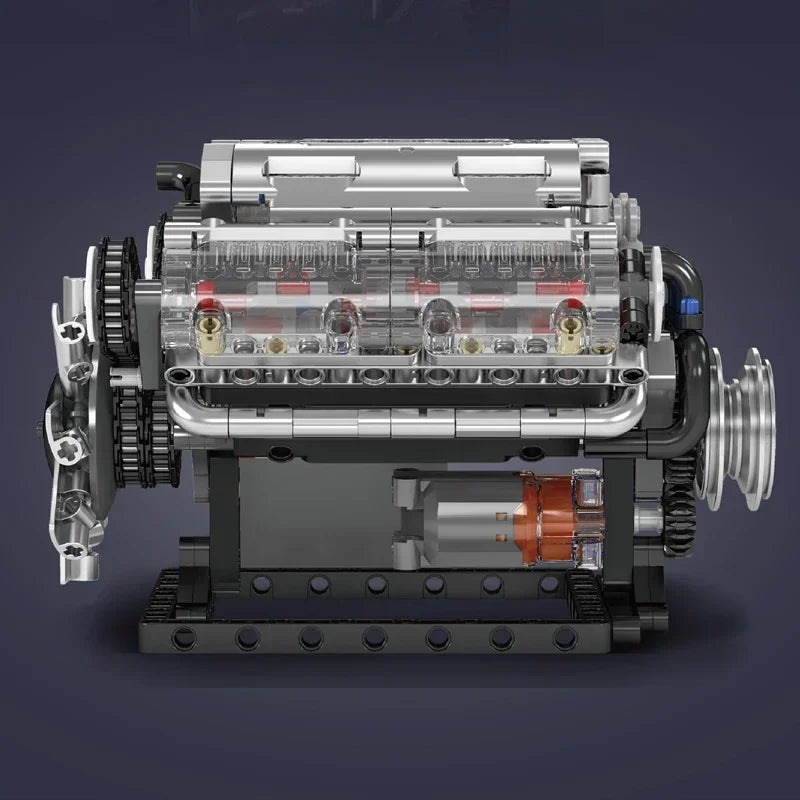 Mould King 10088 Motorized V8 Engine Model-Technical Building Kit with Electric Drive Realistic Pistons for Adults/KidsToys Gift