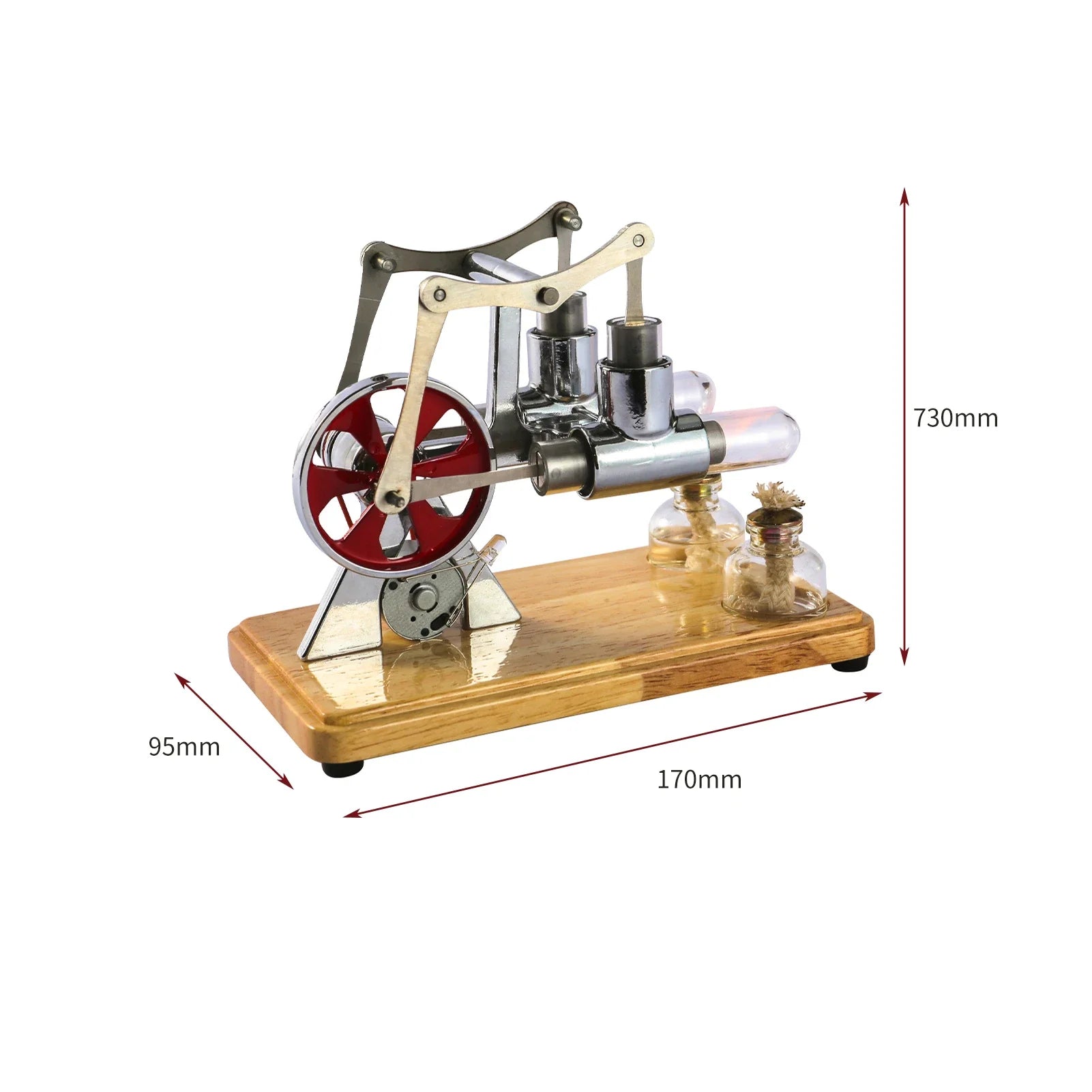 Stirling Engine Model Hot Air Motor Model Physics Twin-engine Generator Model with LED Light Flywheel Science Experiment Toy