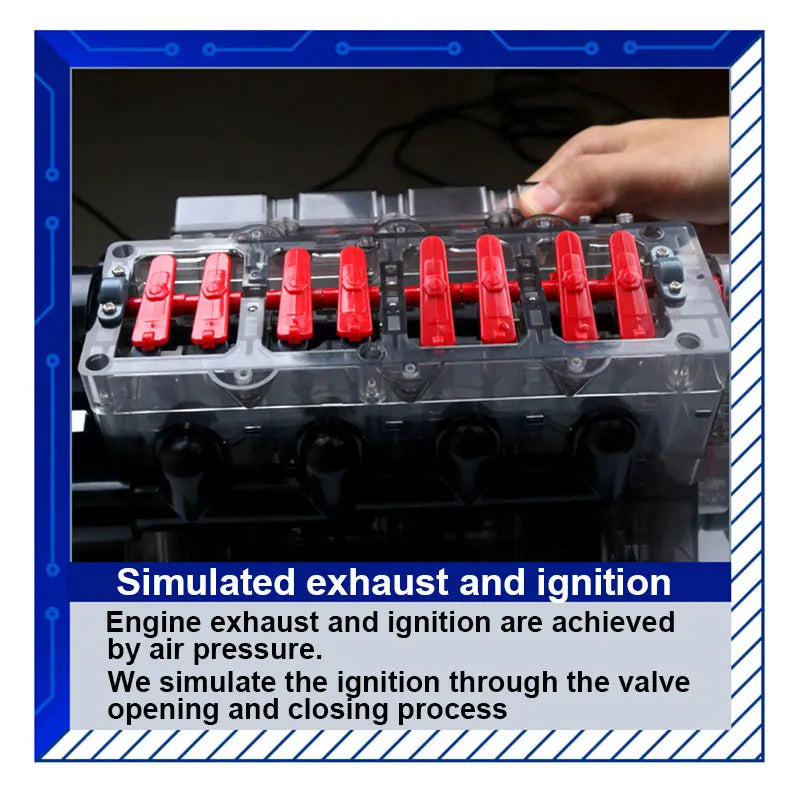 100+ Parts DIY V8 Engine Model KIT Assembled Four Cylinder Engine Model High-tech Educational Experiment Toy Gift
