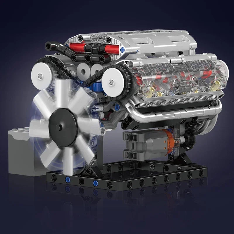 Mould King 10088 Motorized V8 Engine Model-Technical Building Kit with Electric Drive Realistic Pistons for Adults/KidsToys Gift