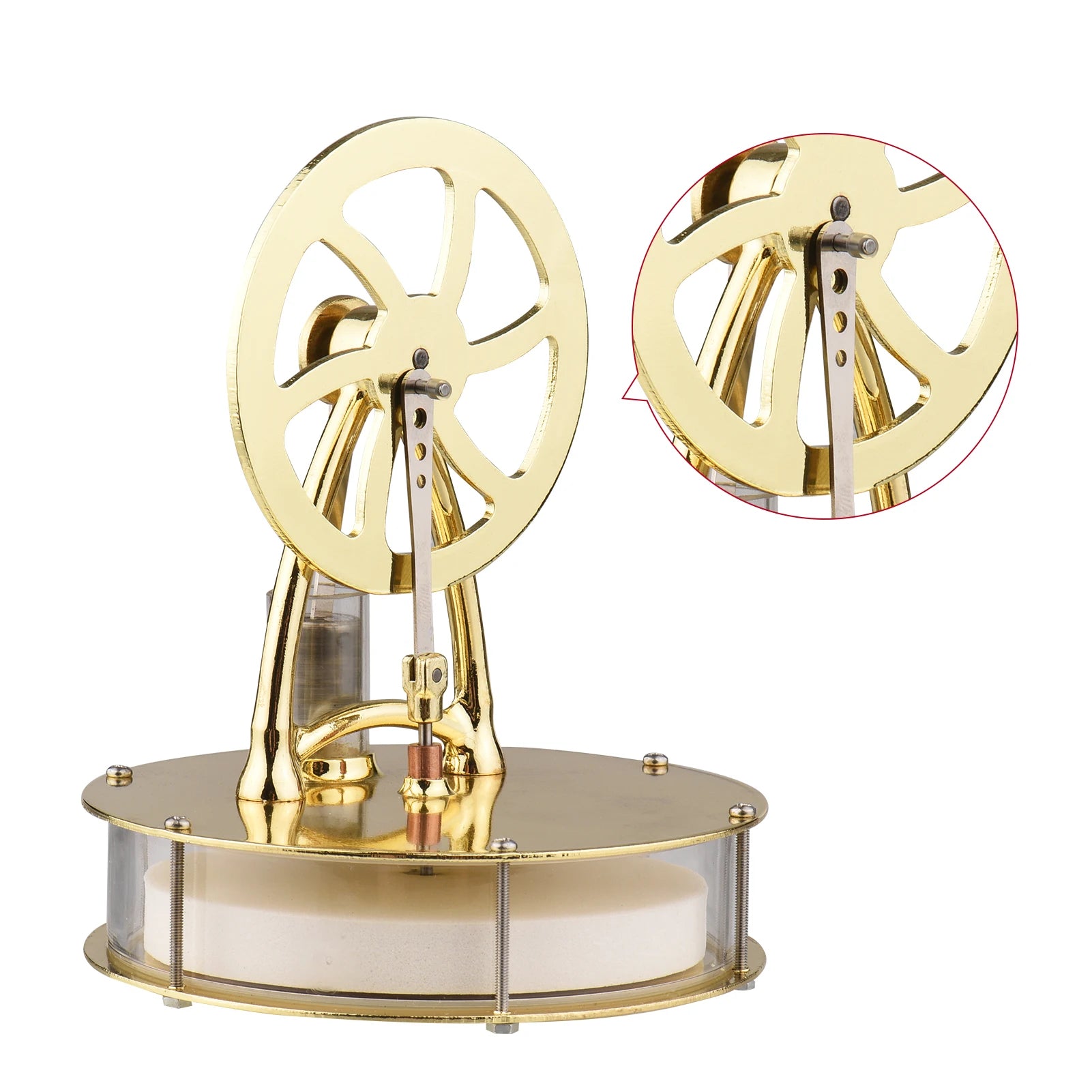 Low Temperature Stirling Engine Assembled Electricity Generator Heat Experiment Physical Generator Model with Flywheel Design