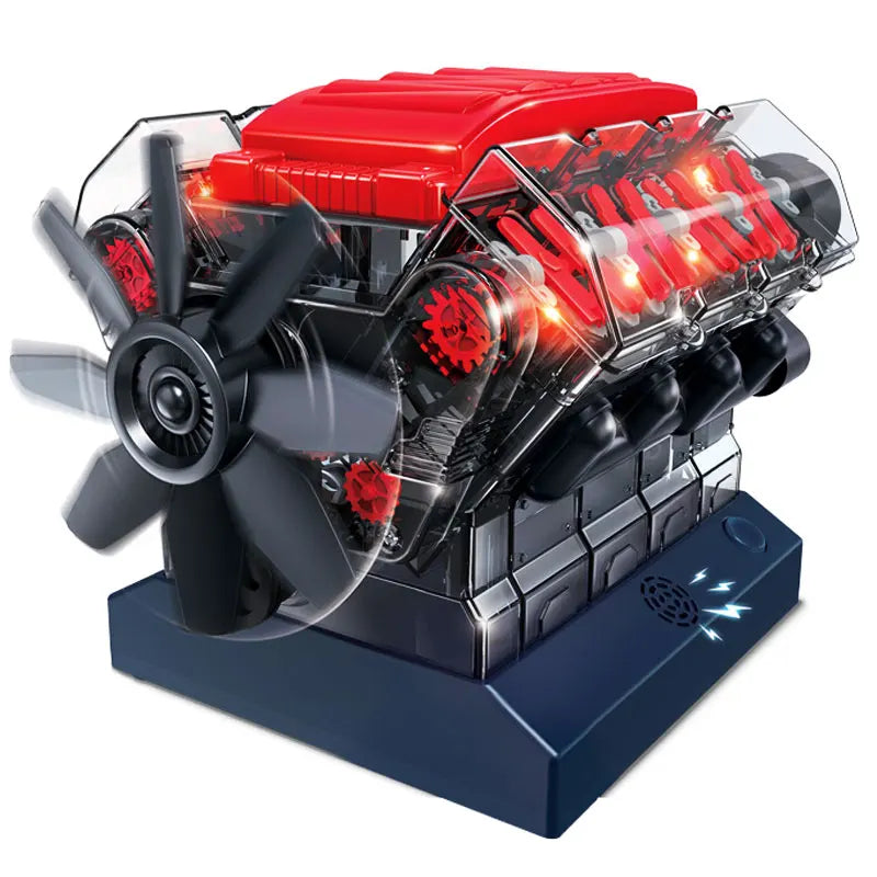 100+ Parts DIY V8 Engine Model KIT Assembled Four Cylinder Engine Model High-tech Educational Experiment Toy Gift