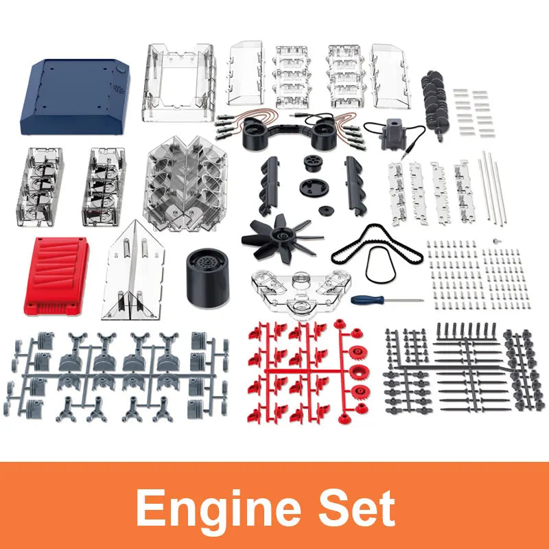 100+ Parts DIY V8 Engine Model KIT Assembled Four Cylinder Engine Model High-tech Educational Experiment Toy Gift
